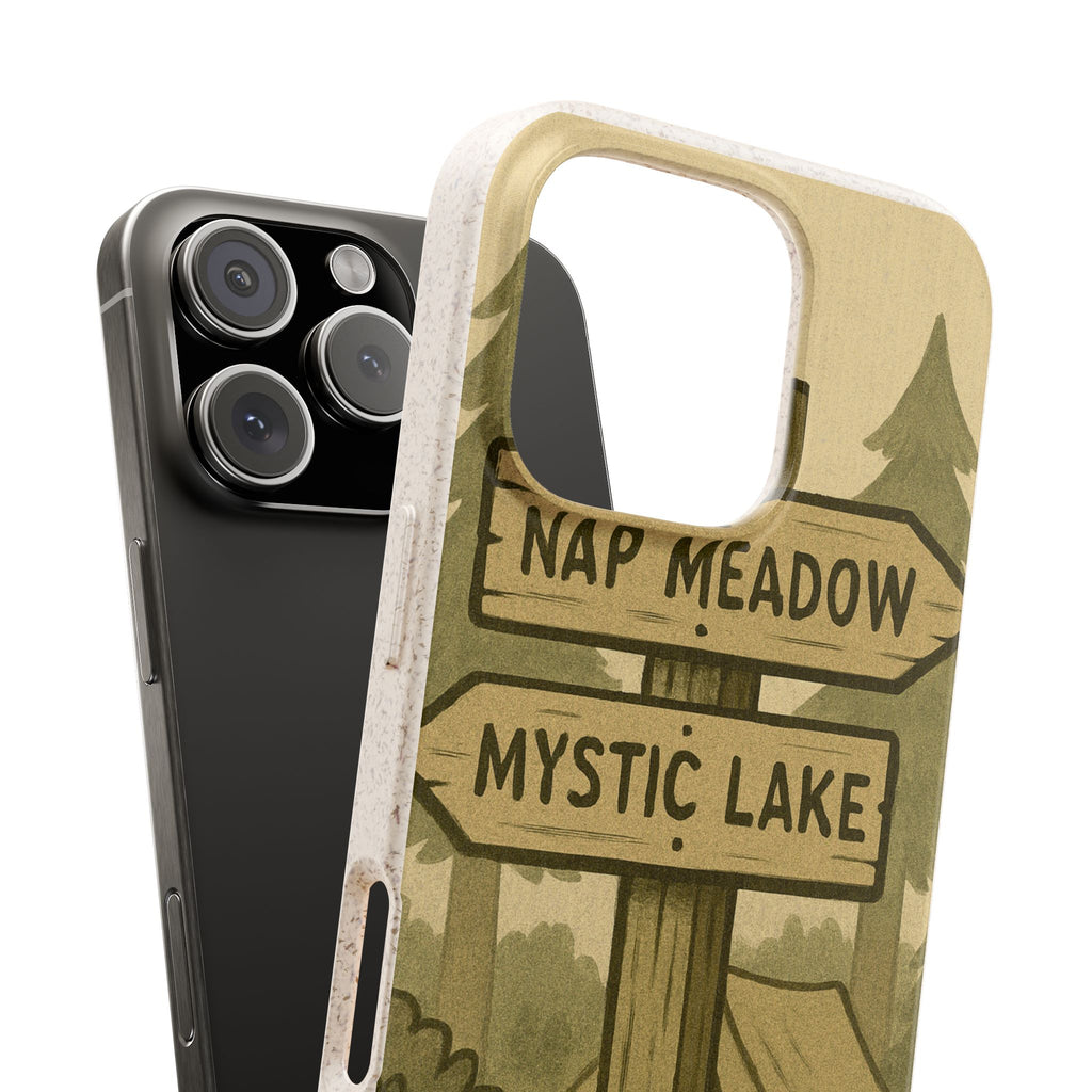 Biodegradable Phone Case — 'Nap Meadow' Mystic Lake Camping Design