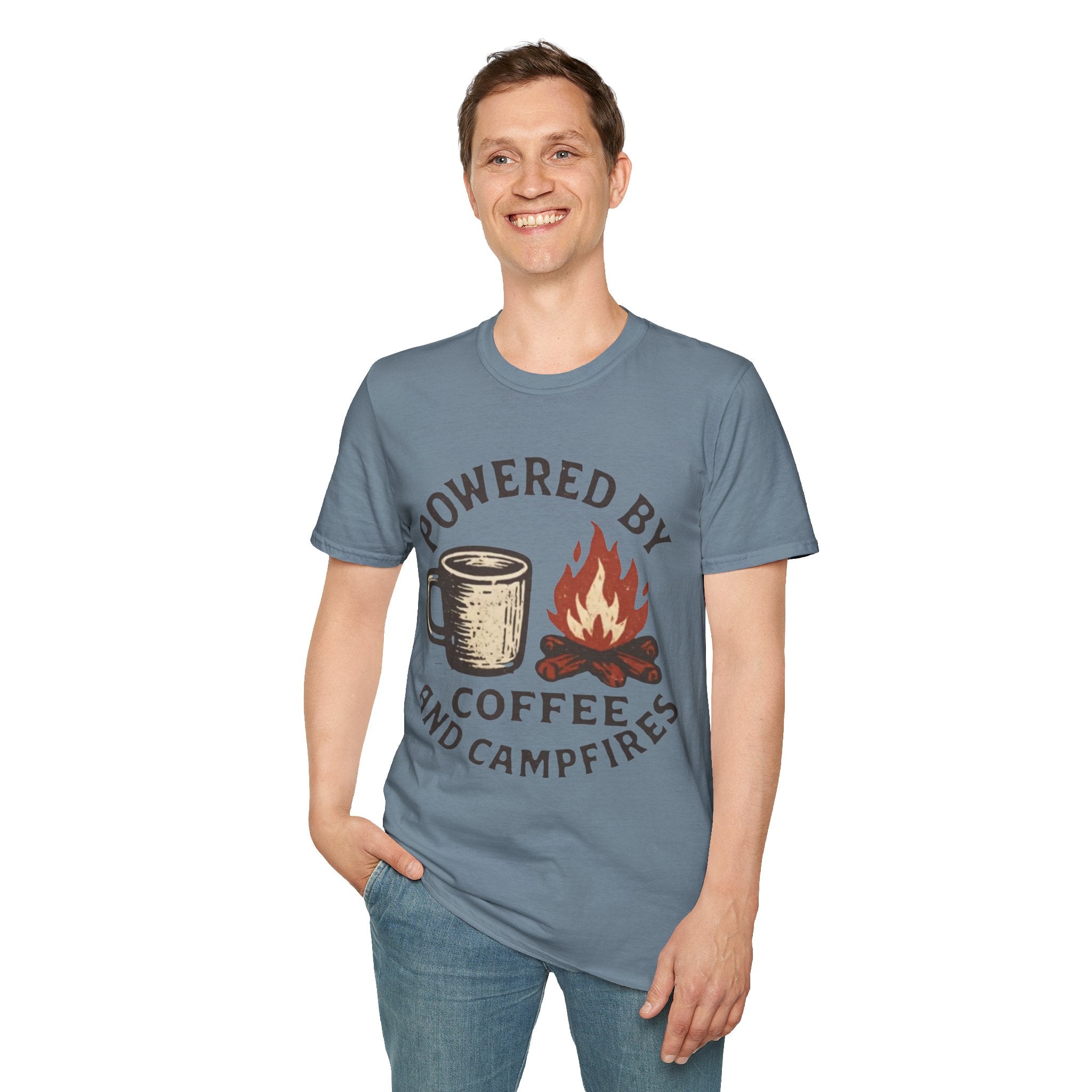 Powered By Coffee And Campfires Vintage Camping T-Shirt
