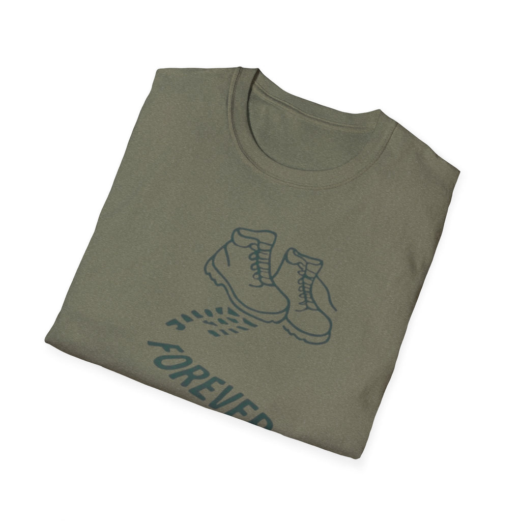 Boots with Footprints "Forever Outdoors" T-Shirt