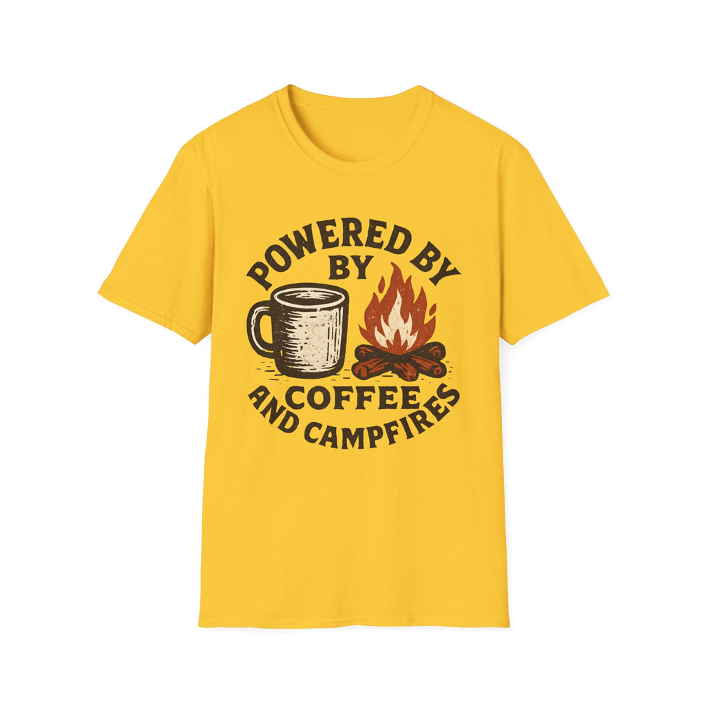 Powered By Coffee And Campfires Vintage Camping T-Shirt