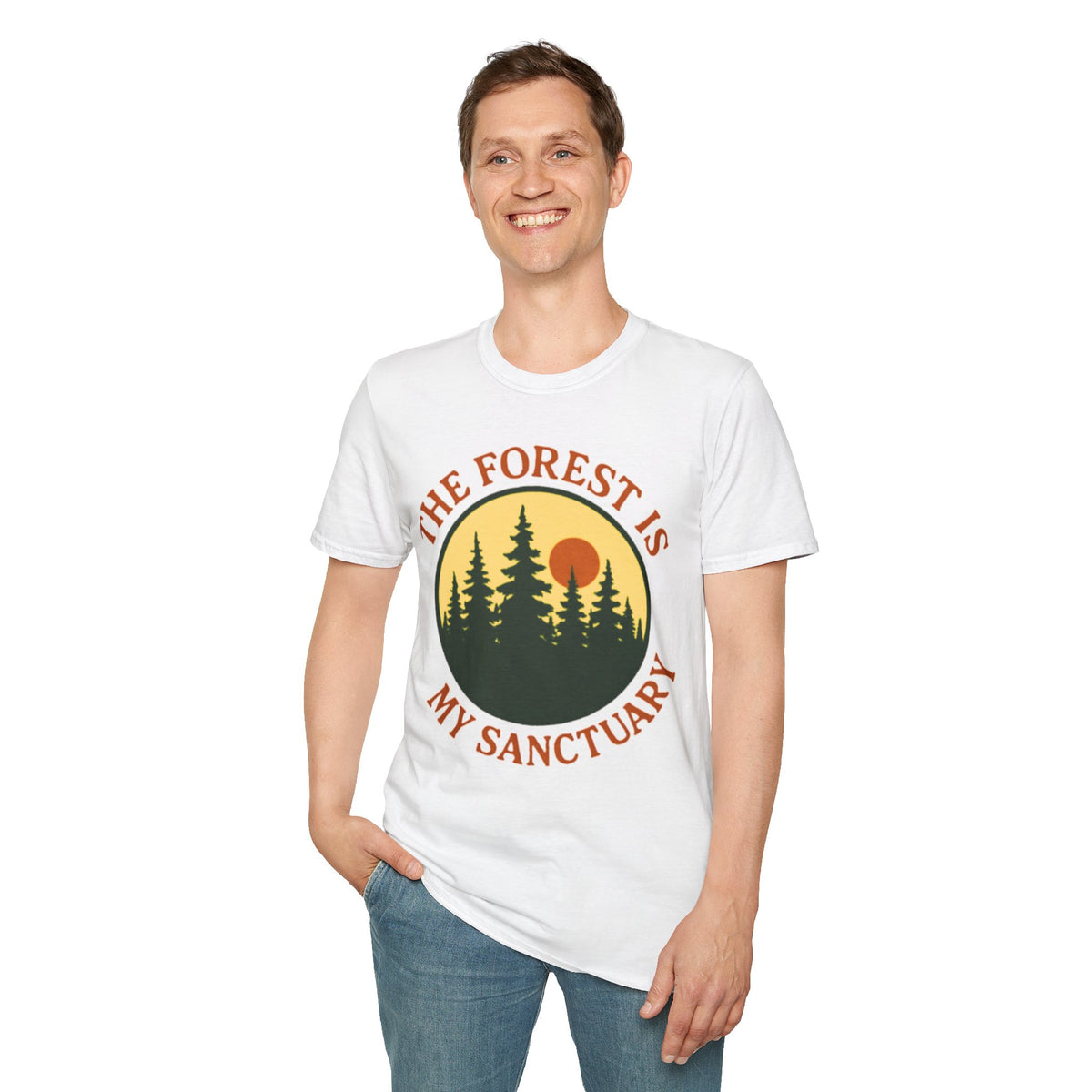 "The Forest Is My Sanctuary" Pines Sunset Graphic Tee Shirt
