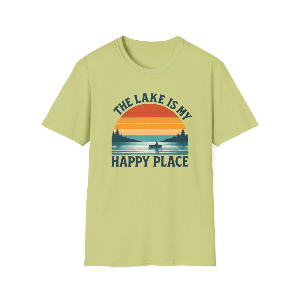 Canoe On The Lake At Sunset "The Lake Is My Happy Place" T-Shirt