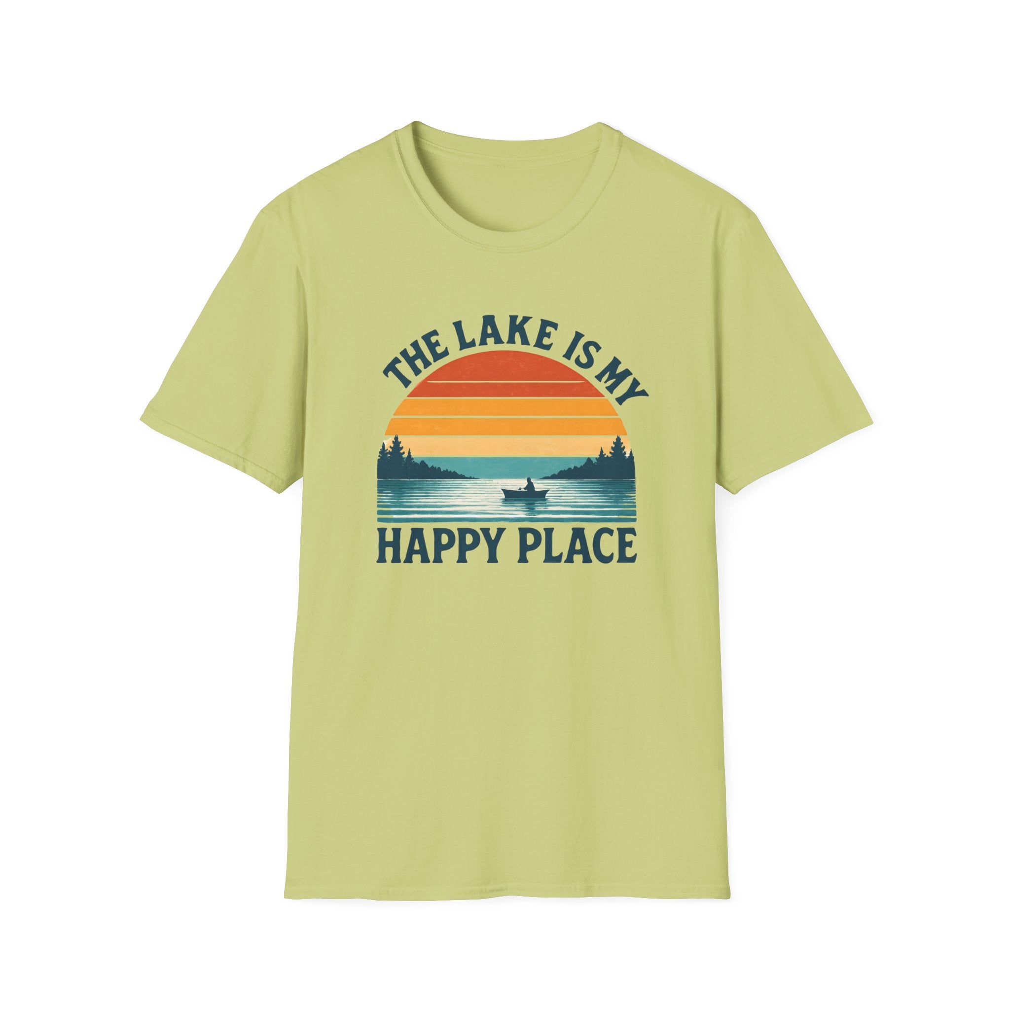 Canoe On The Lake At Sunset "The Lake Is My Happy Place" T-Shirt
