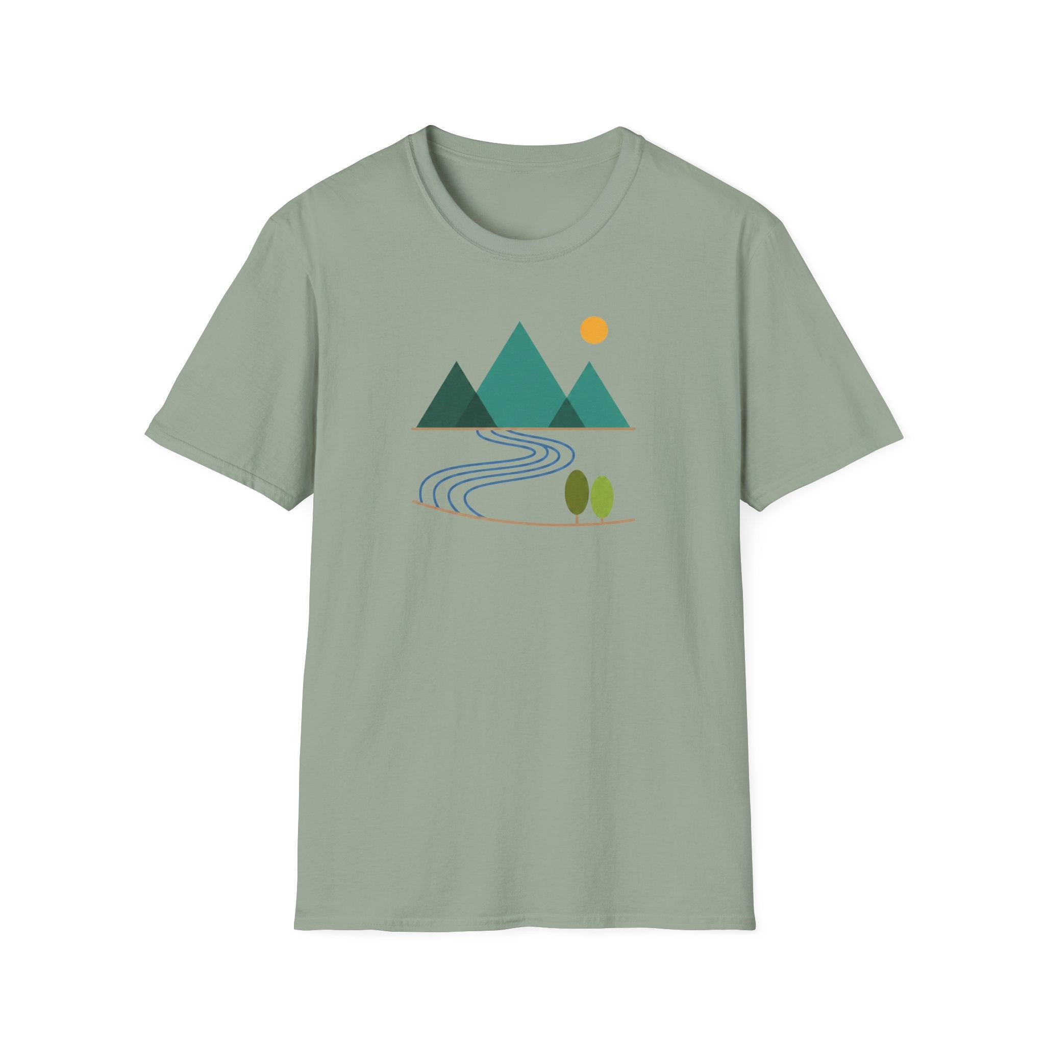 Minimal Mountain River T-Shirt — Nature Graphic Tee