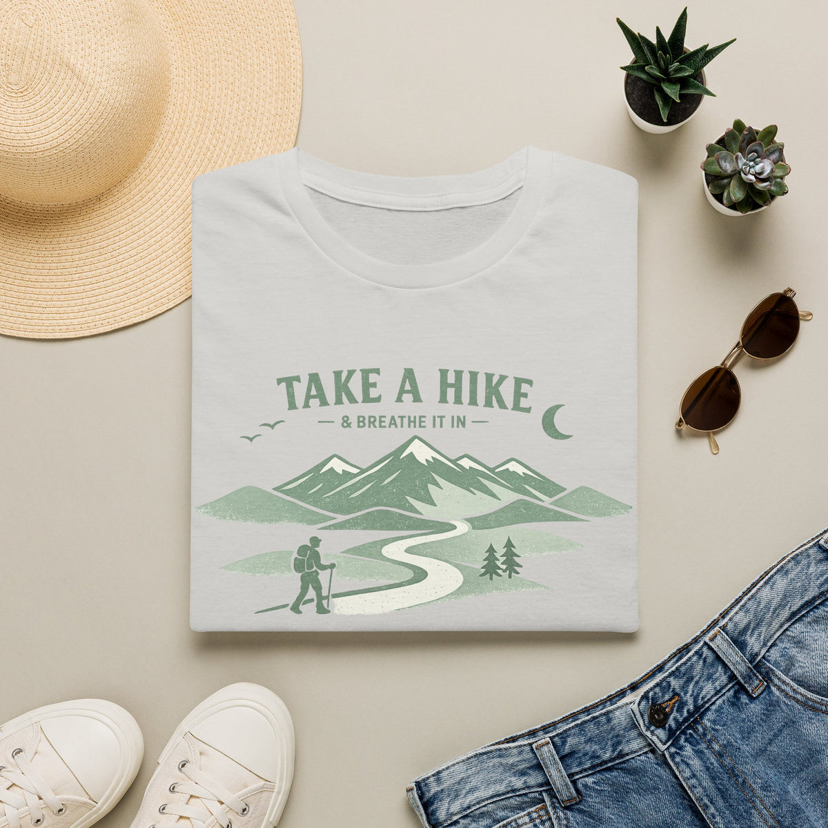 "Take A Hike & Breathe It In" Outdoor Hiking Graphic Tee