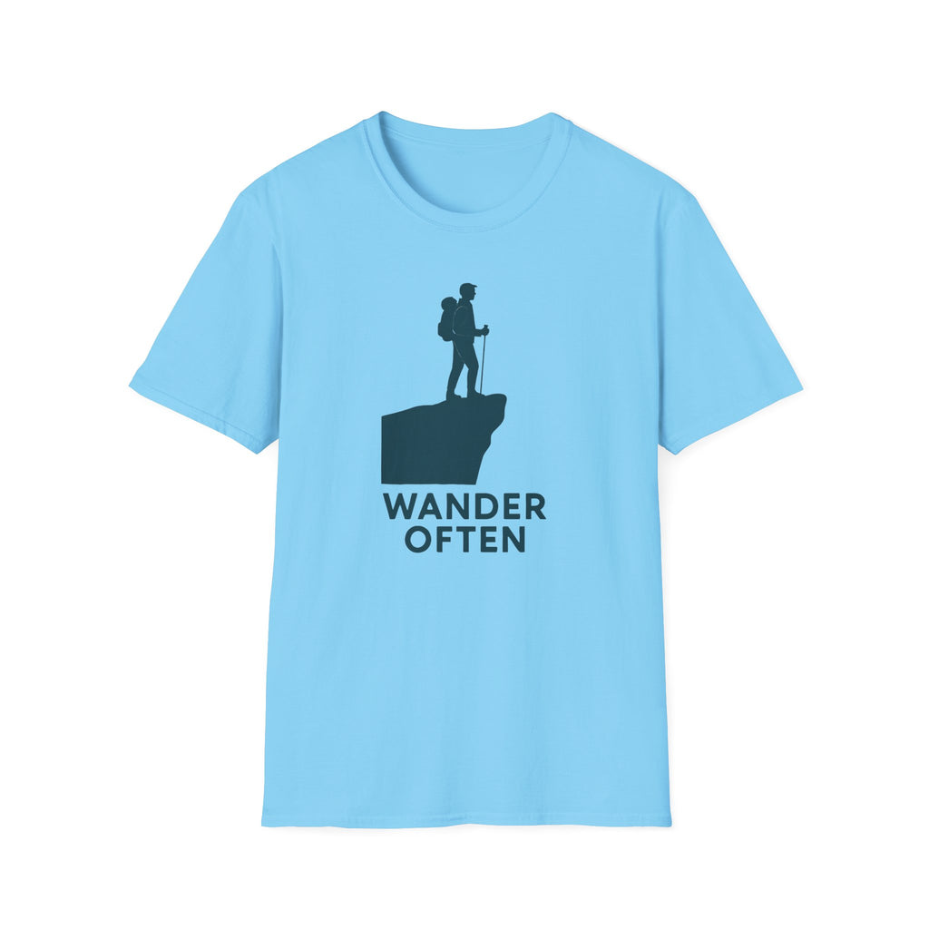 "Wander Often" Hiker on Cliff T-Shirt
