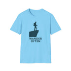 "Wander Often" Hiker on Cliff T-Shirt