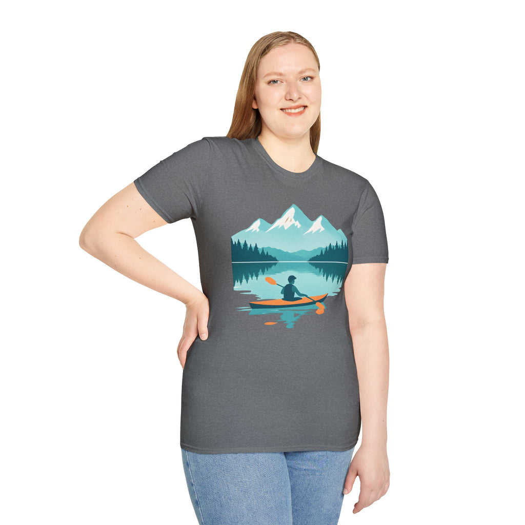 Kayaker on Serene Mountain Lake T-Shirt