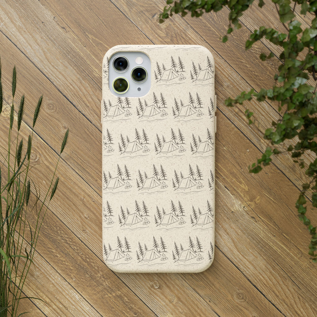Biodegradable Phone Case — Eco-Friendly Forest Sketch Pattern