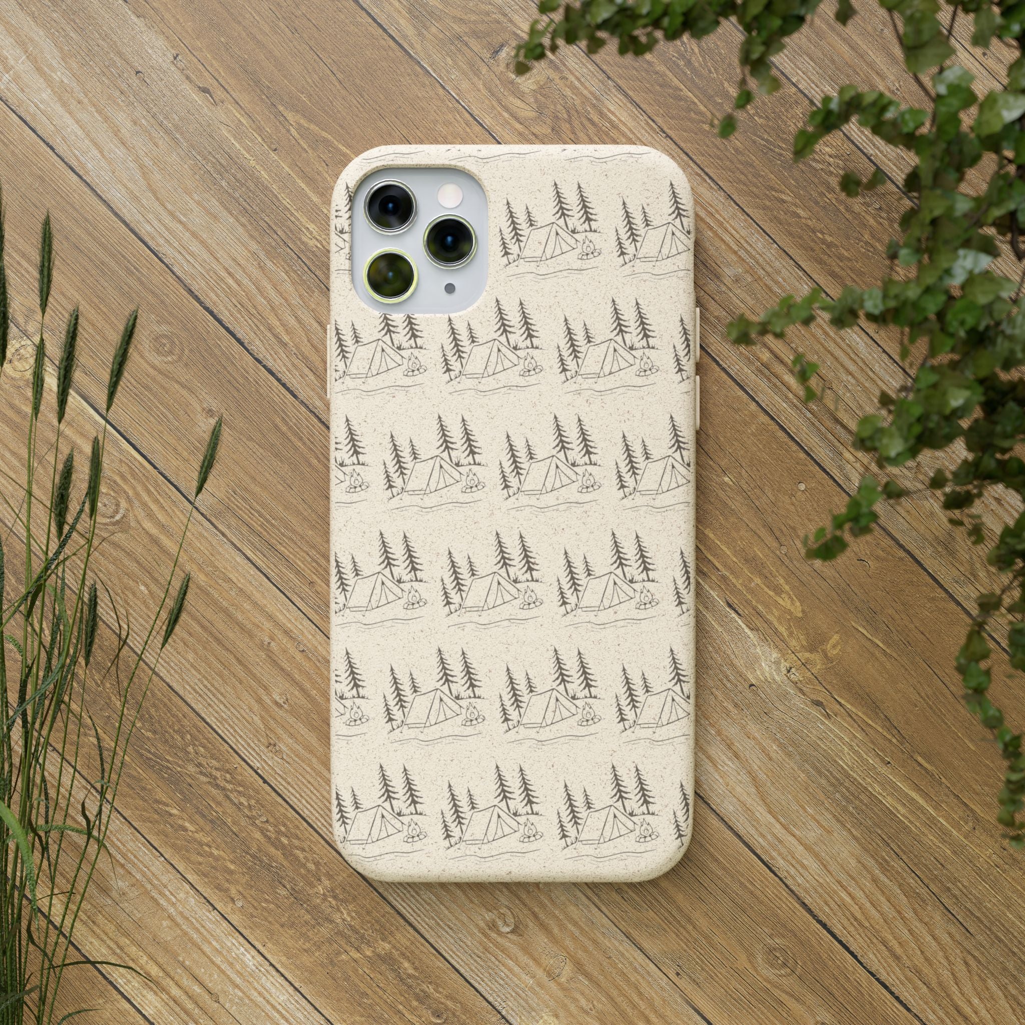 Biodegradable Phone Case — Eco-Friendly Forest Sketch Pattern