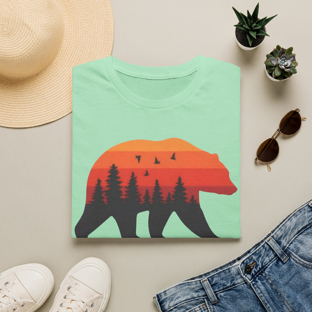 Bear Sunset Forest Silhouette Wildlife Tee