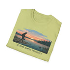 Outdoor T-Shirt — "Seeking Simple Treasures" Sunset Hiker Graphic
