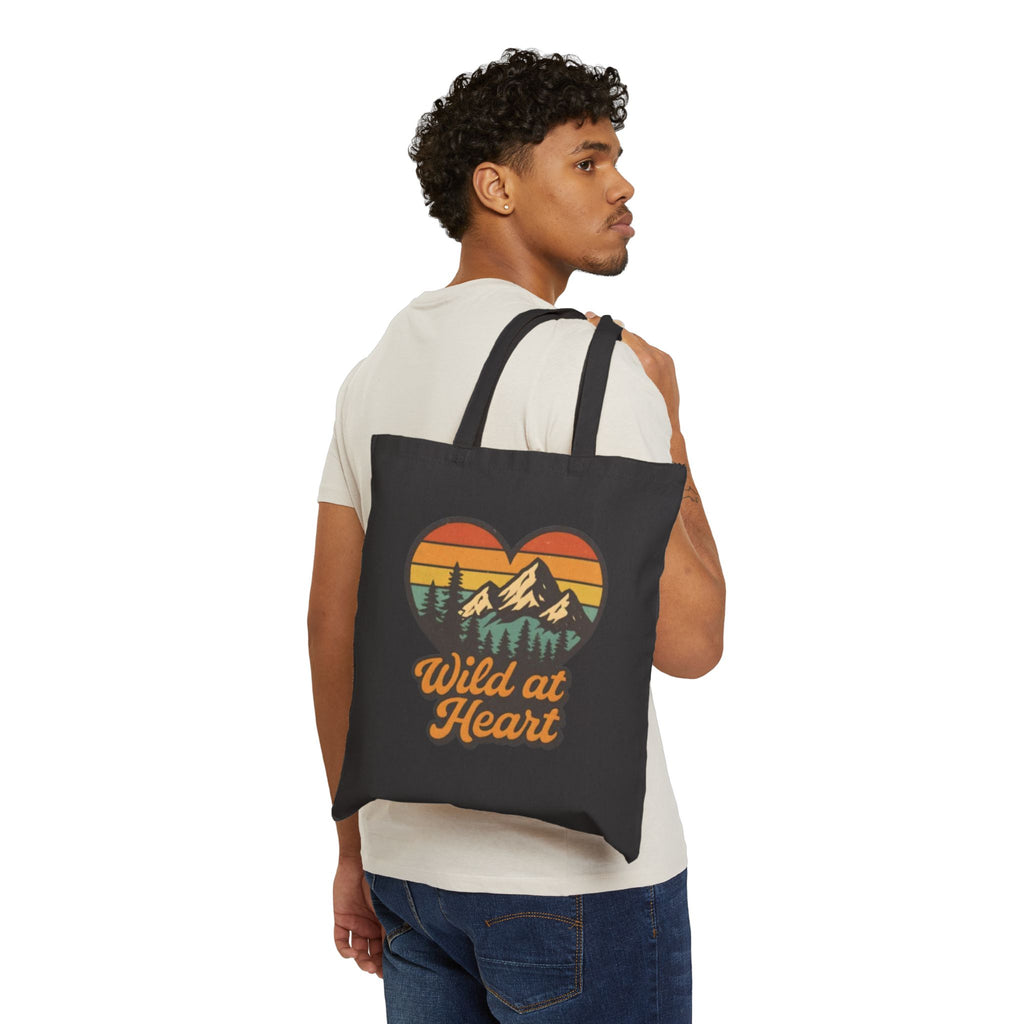 Wild at Heart Canvas Tote — Retro Mountain Heart Eco Shopper
