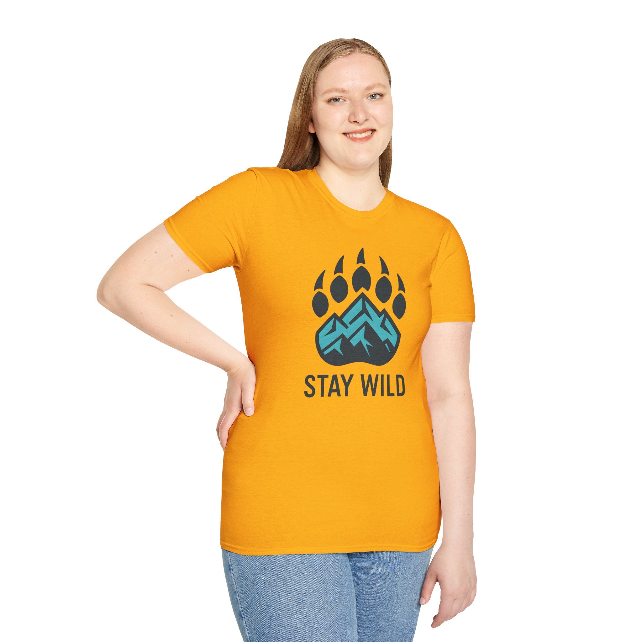 "Stay Wild" Bear Footprint Mountain Emblem T-Shirt