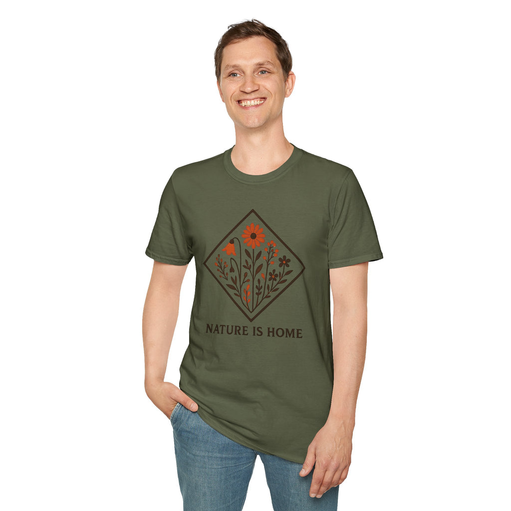 Floral Motif "Nature Is Home" T-Shirt