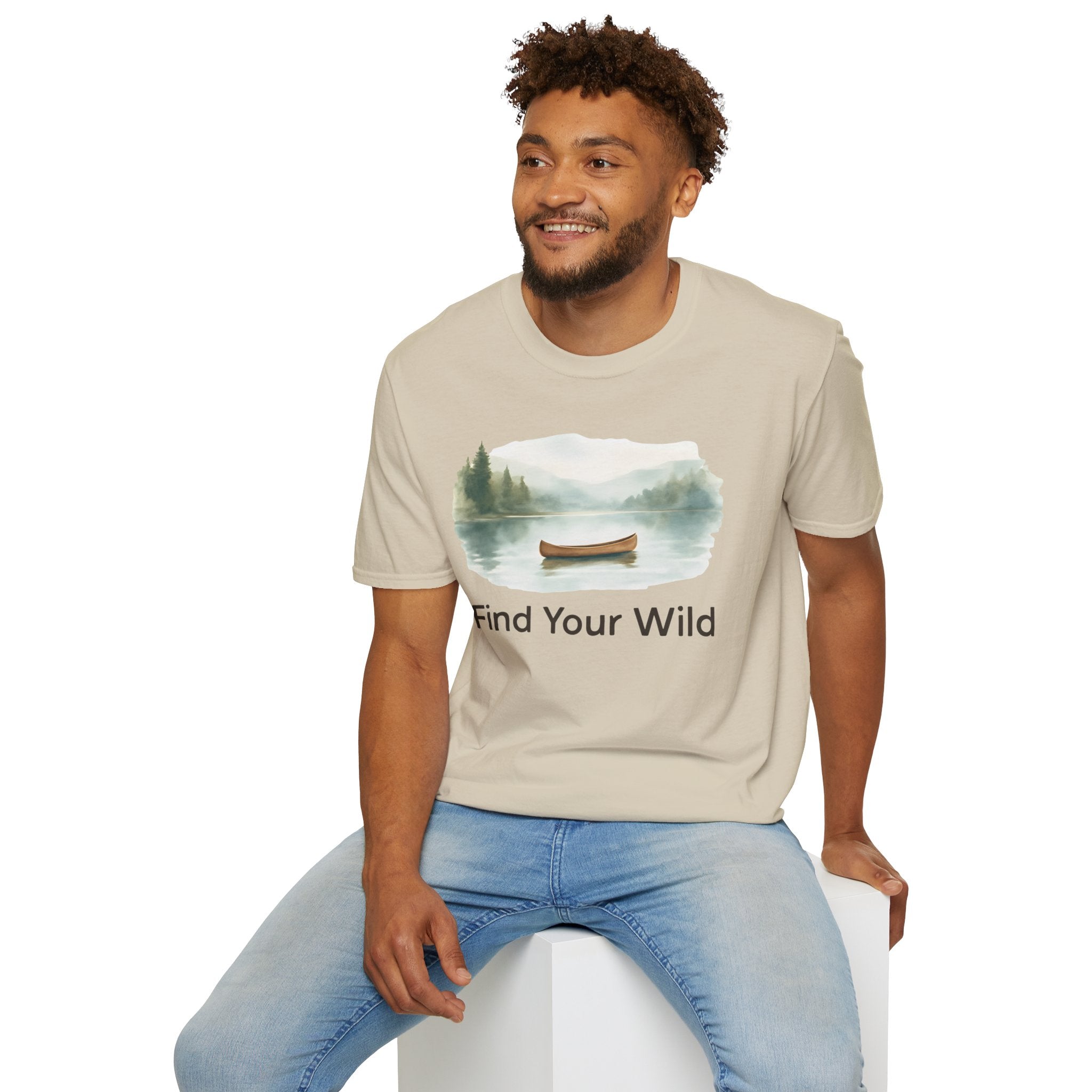 Find Your Wild Canoe T-Shirt — Lake Pine Trees Outdoor Adventure Tee