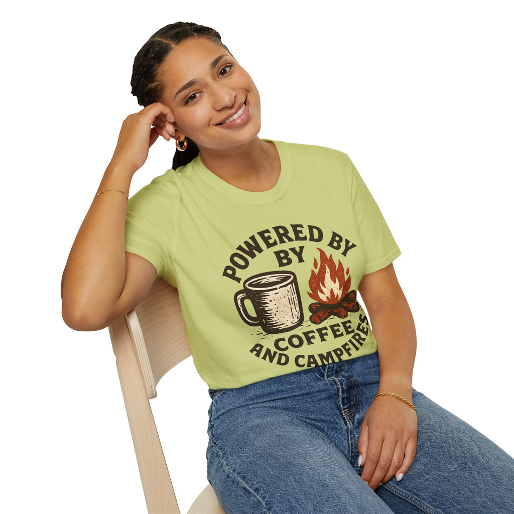 Powered By Coffee And Campfires Vintage Camping T-Shirt