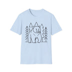 Bear & Pines T-Shirt — Minimal Line Drawing Woodland Tee