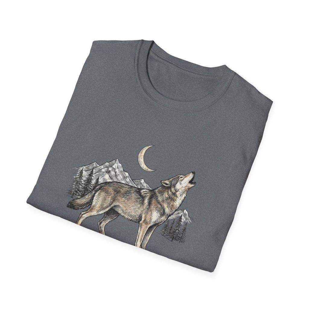 Wolf Howl T-Shirt — Moonlit Mountain Wildlife Tee