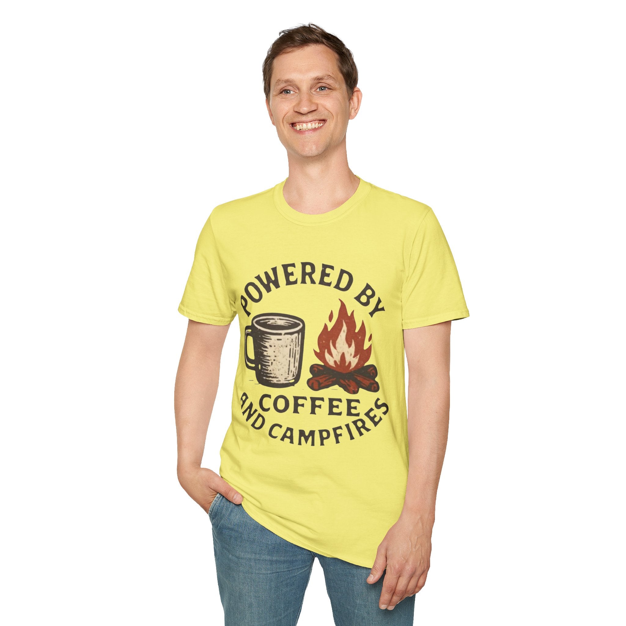 Powered By Coffee And Campfires Vintage Camping T-Shirt