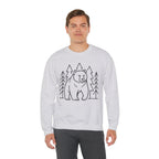 Bear Pine Forest Graphic Outline Crewneck Sweatshirt
