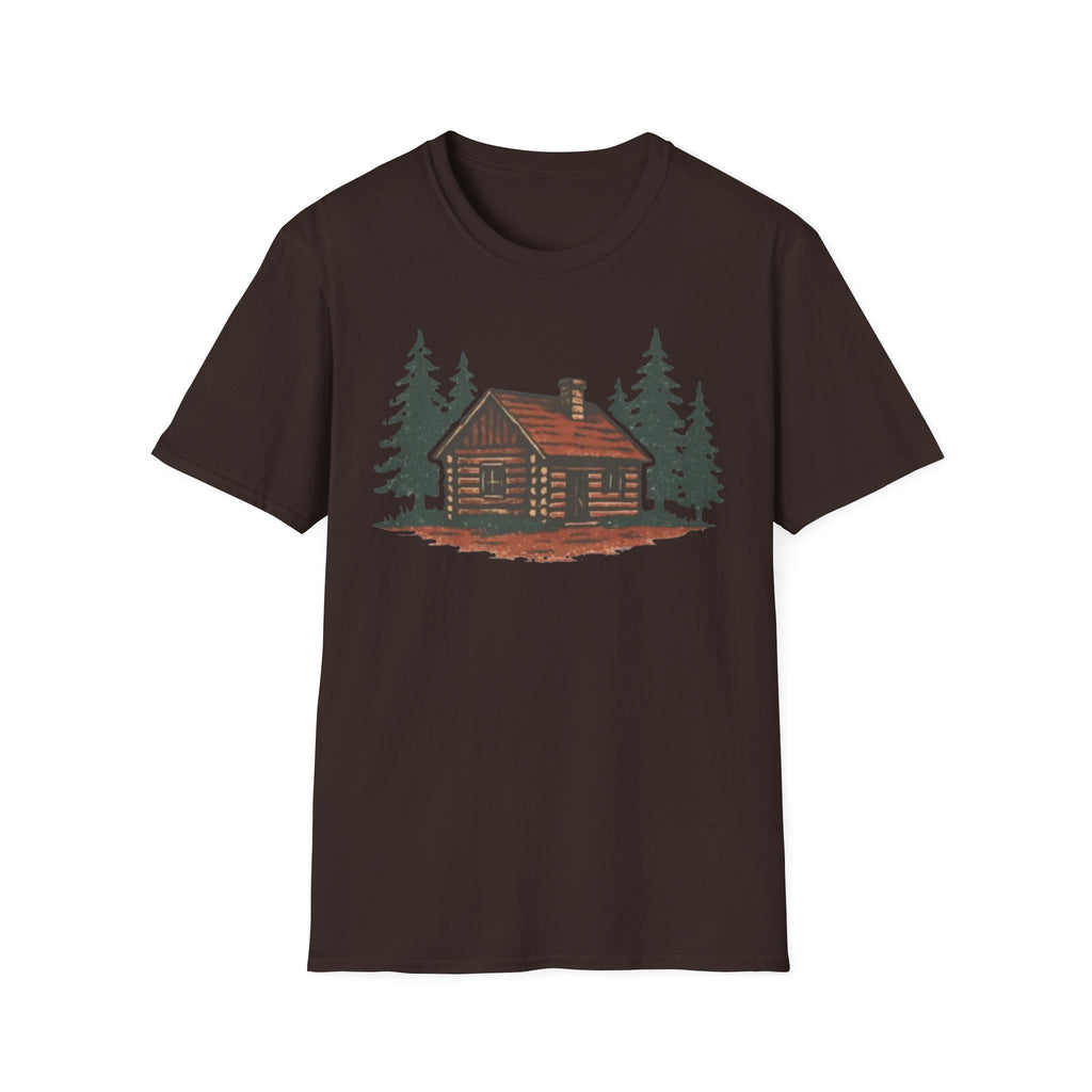 Vintage Cozy Cabin T-Shirt — Faded Pine Tree Cabin Tee