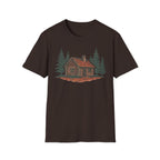 Vintage Cozy Cabin T-Shirt — Faded Pine Tree Cabin Tee