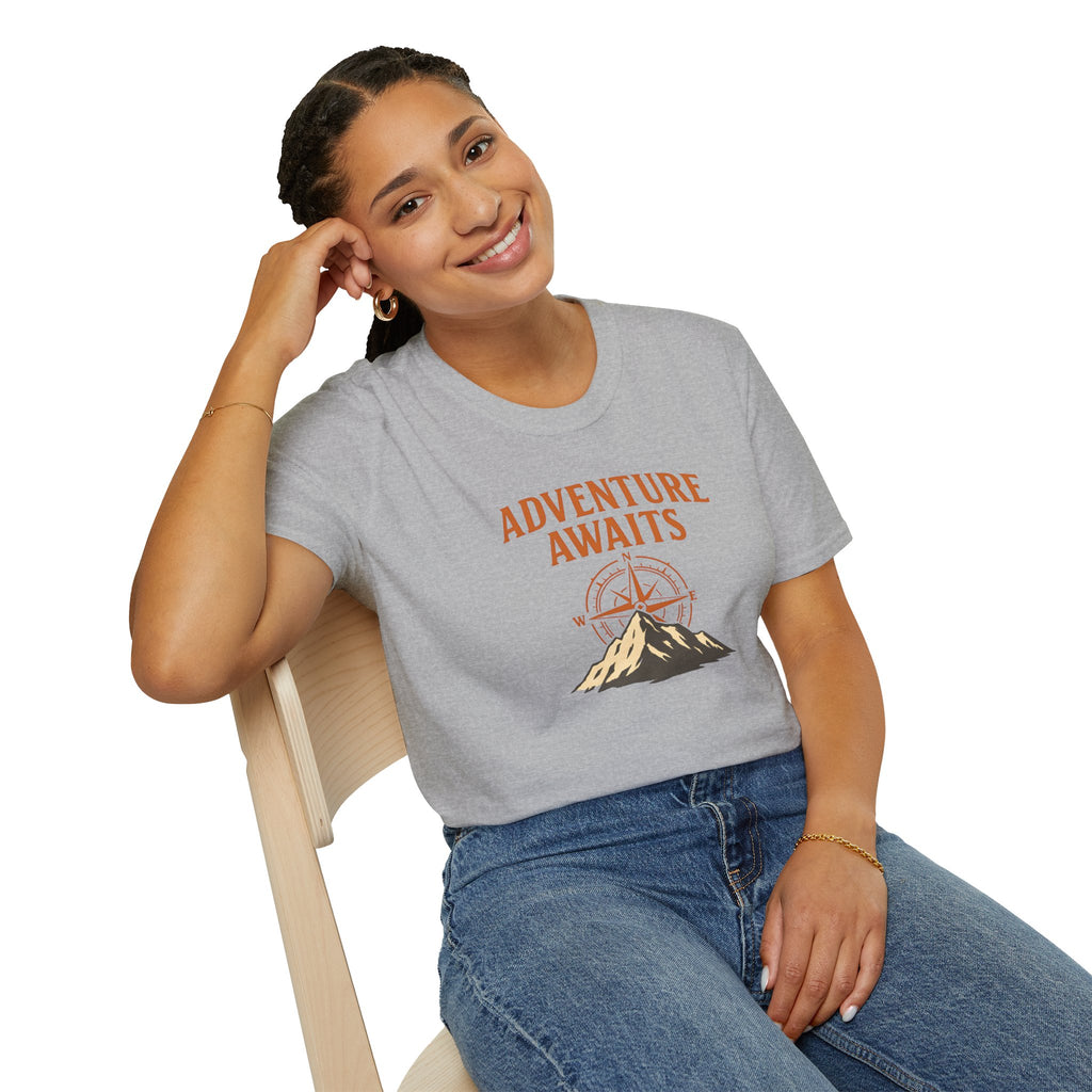 "Adventure Awaits" Compass & Mountain T-Shirt