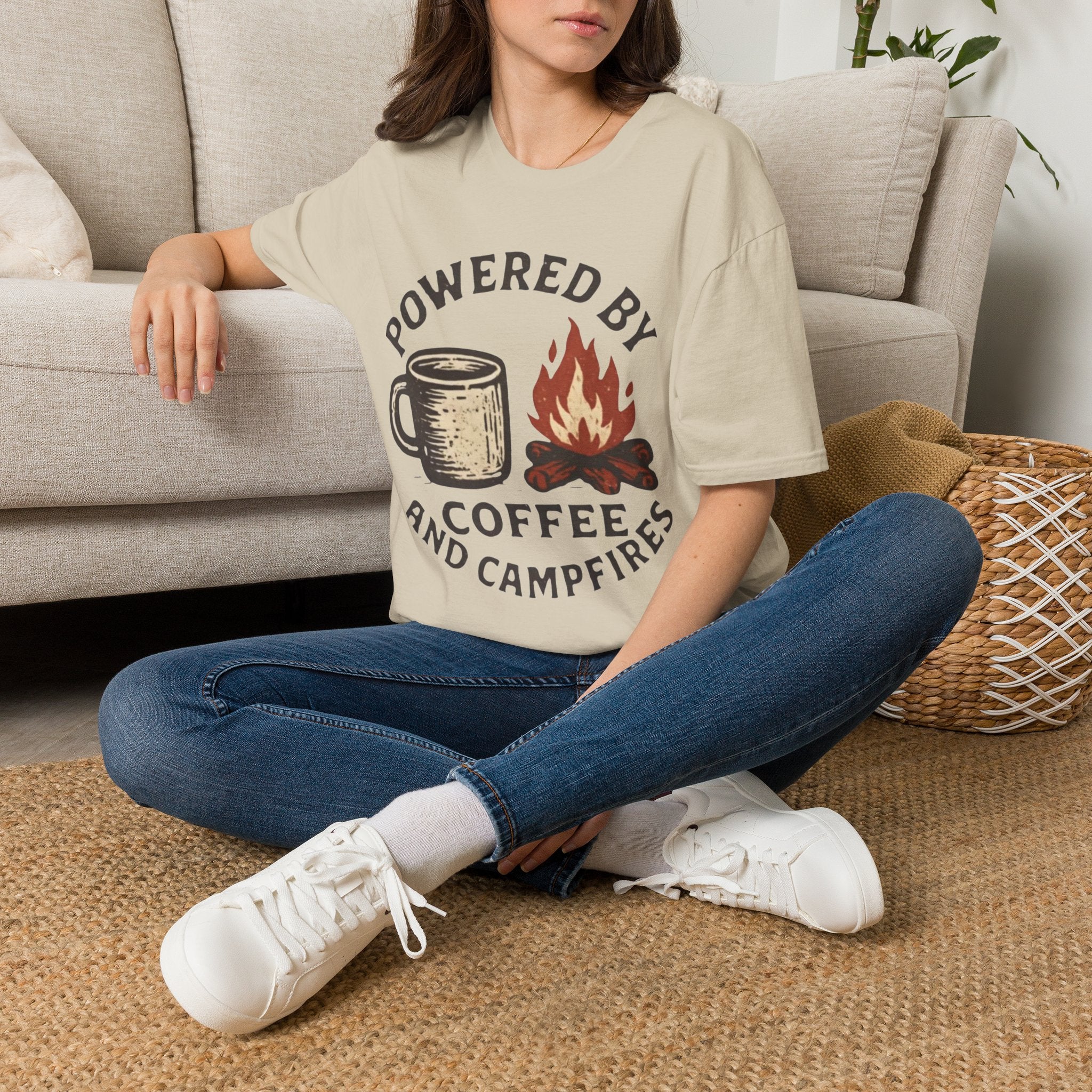 Powered By Coffee And Campfires Vintage Camping T-Shirt