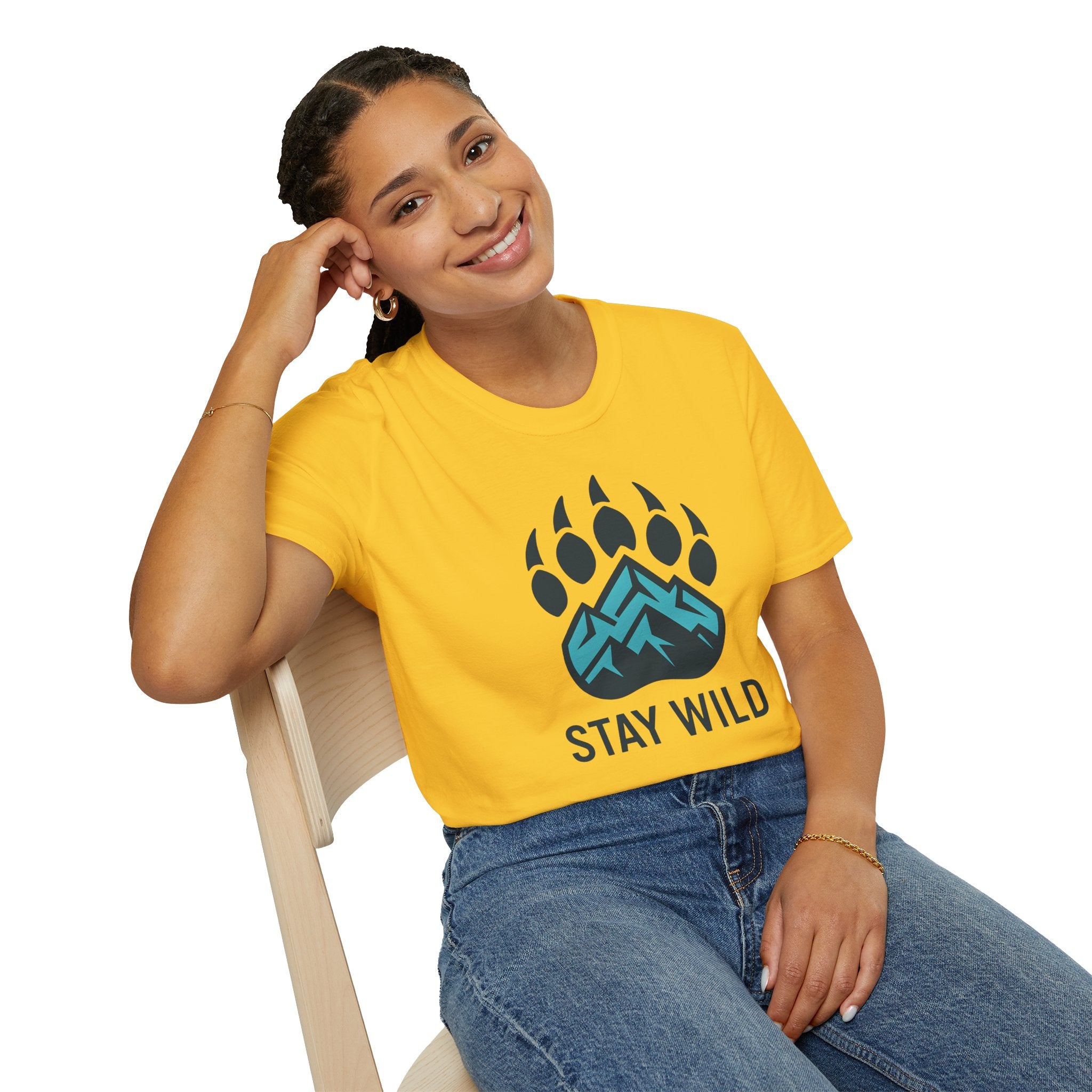 "Stay Wild" Bear Footprint Mountain Emblem T-Shirt