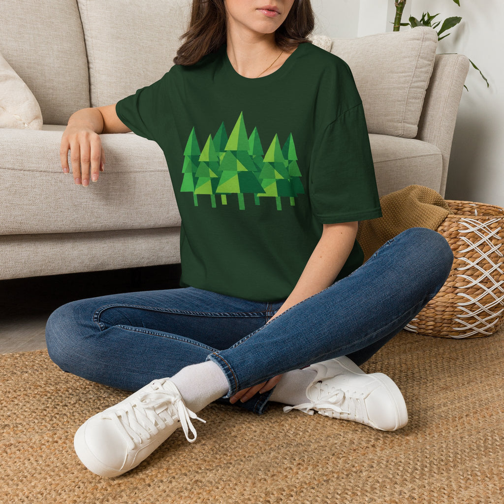 Forest Graphic T-Shirt — Minimal Green Pine Trees Tee
