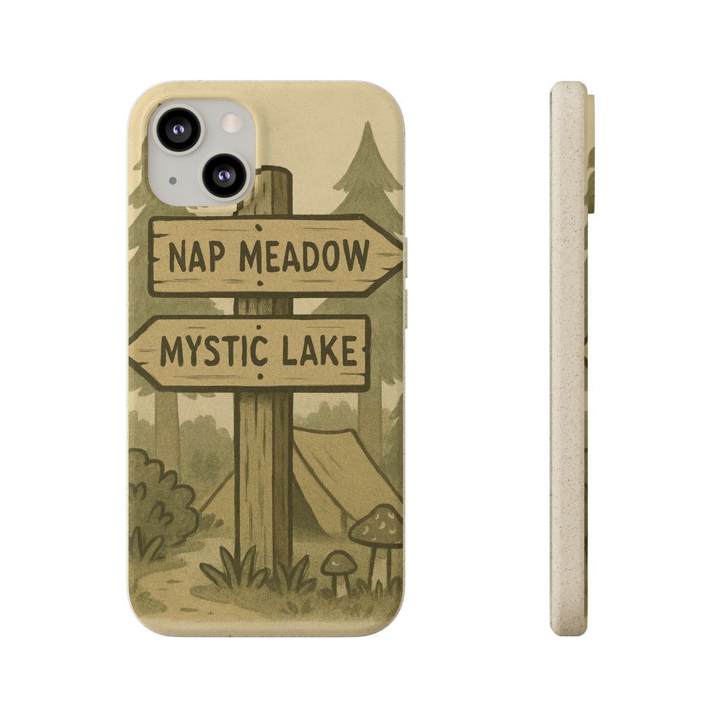 Biodegradable Phone Case — 'Nap Meadow' Mystic Lake Camping Design