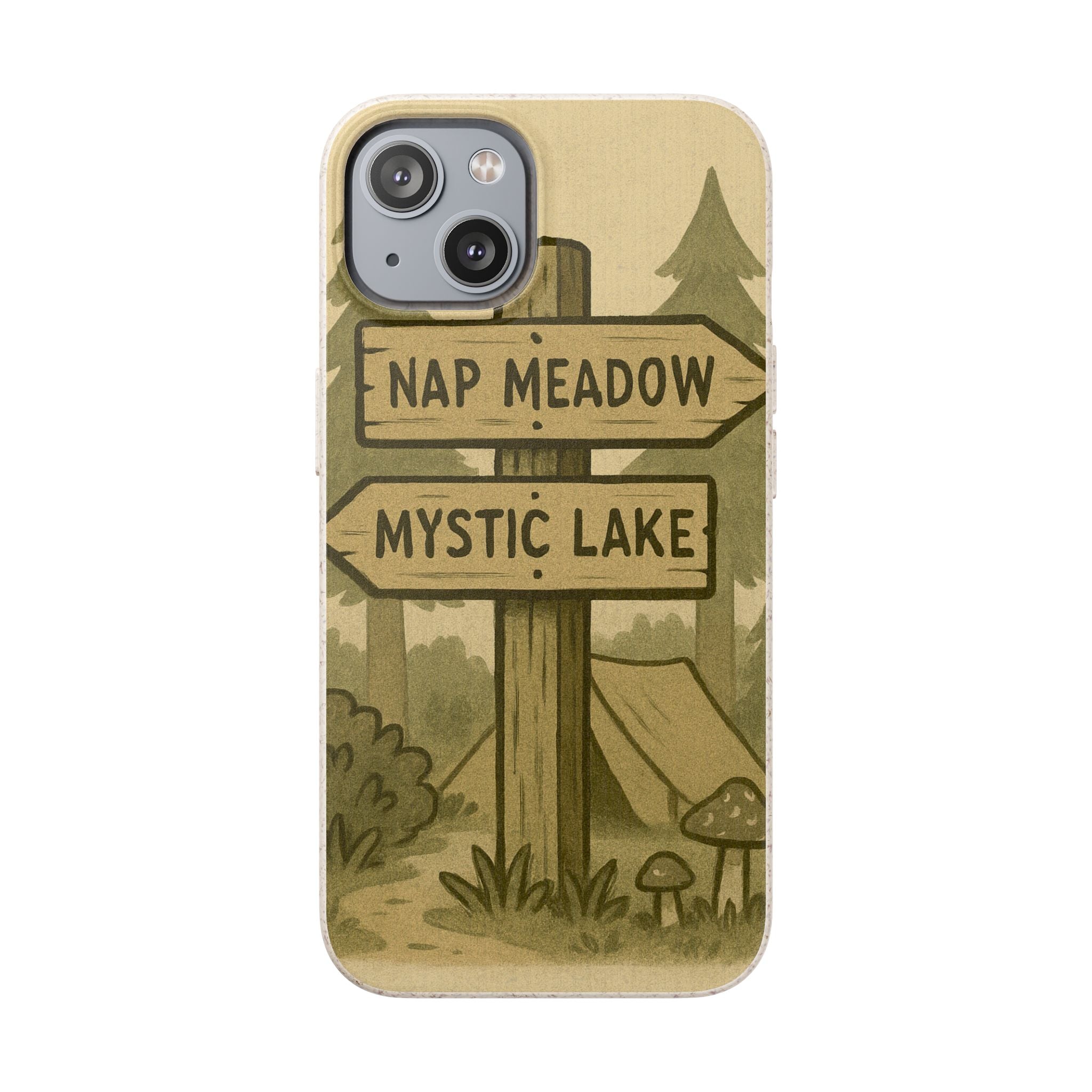 Biodegradable Phone Case — 'Nap Meadow' Mystic Lake Camping Design