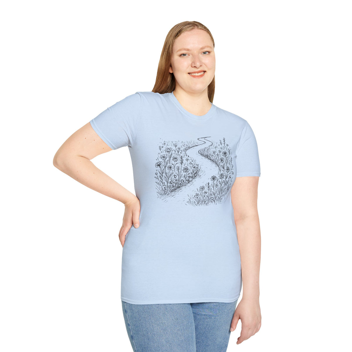 Winding Path Through The Meadow Floral T-Shirt