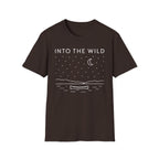 Into The Wild Canoe T-Shirt - Minimal Night Sky Lake Camping Tee