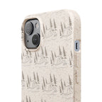 Biodegradable Phone Case — Eco-Friendly Forest Sketch Pattern