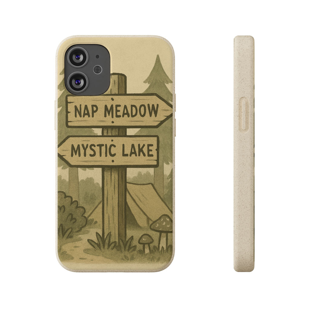 Biodegradable Phone Case — 'Nap Meadow' Mystic Lake Camping Design