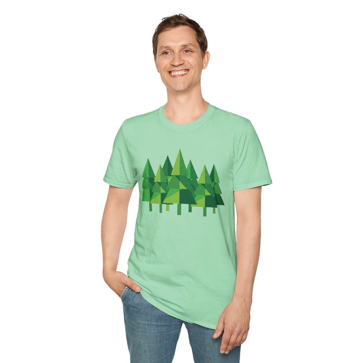 Forest Graphic T-Shirt — Minimal Green Pine Trees Tee