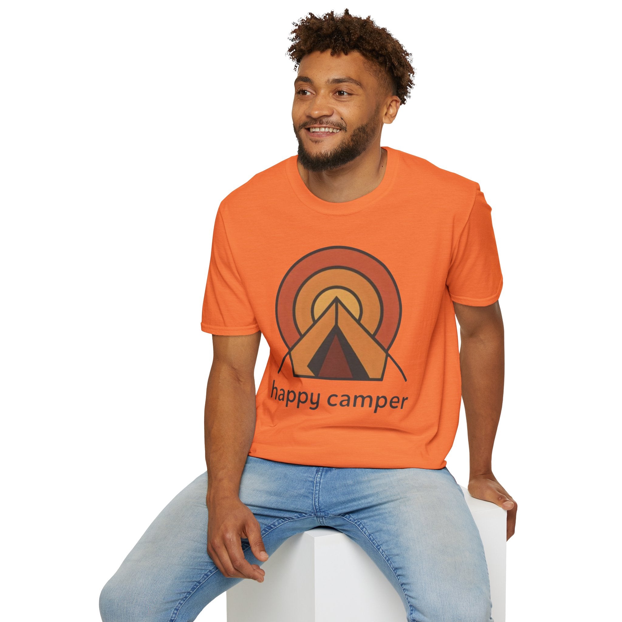 Happy Camper Retro Sunset Camping T-Shirt