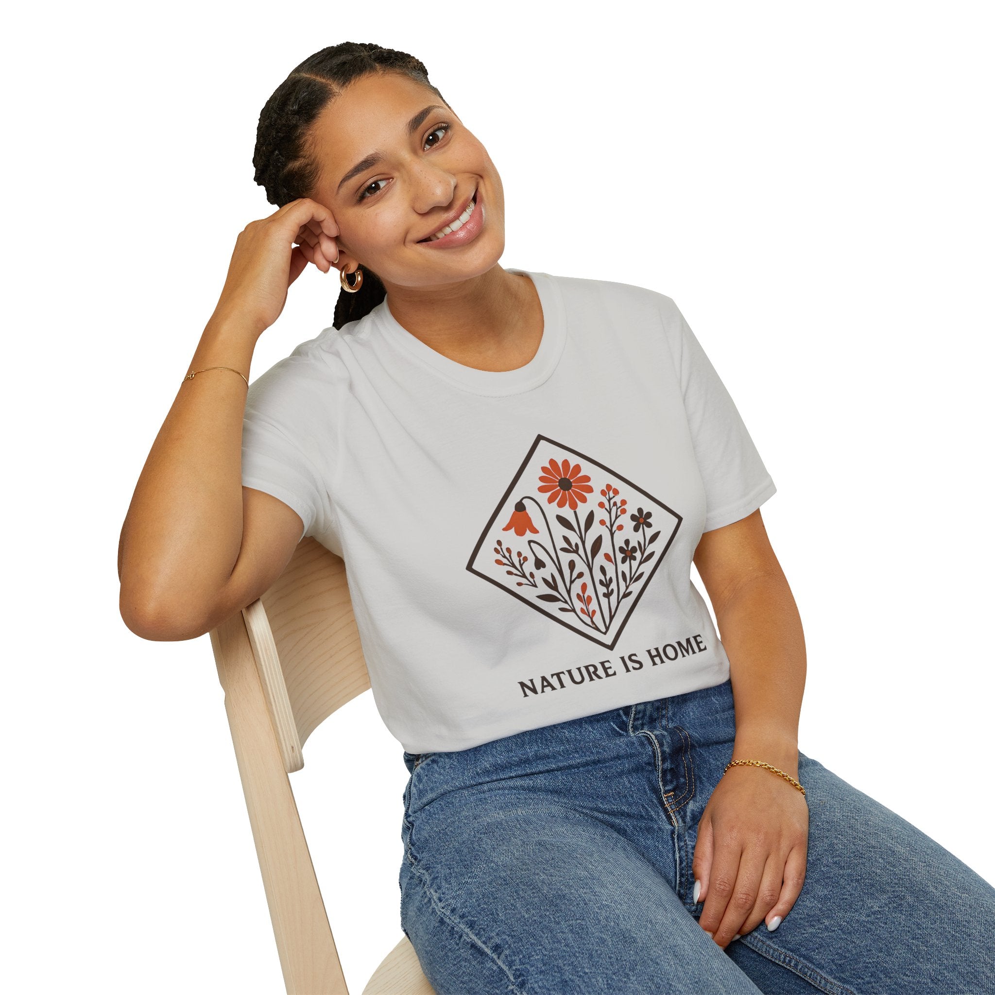 Floral Motif "Nature Is Home" T-Shirt