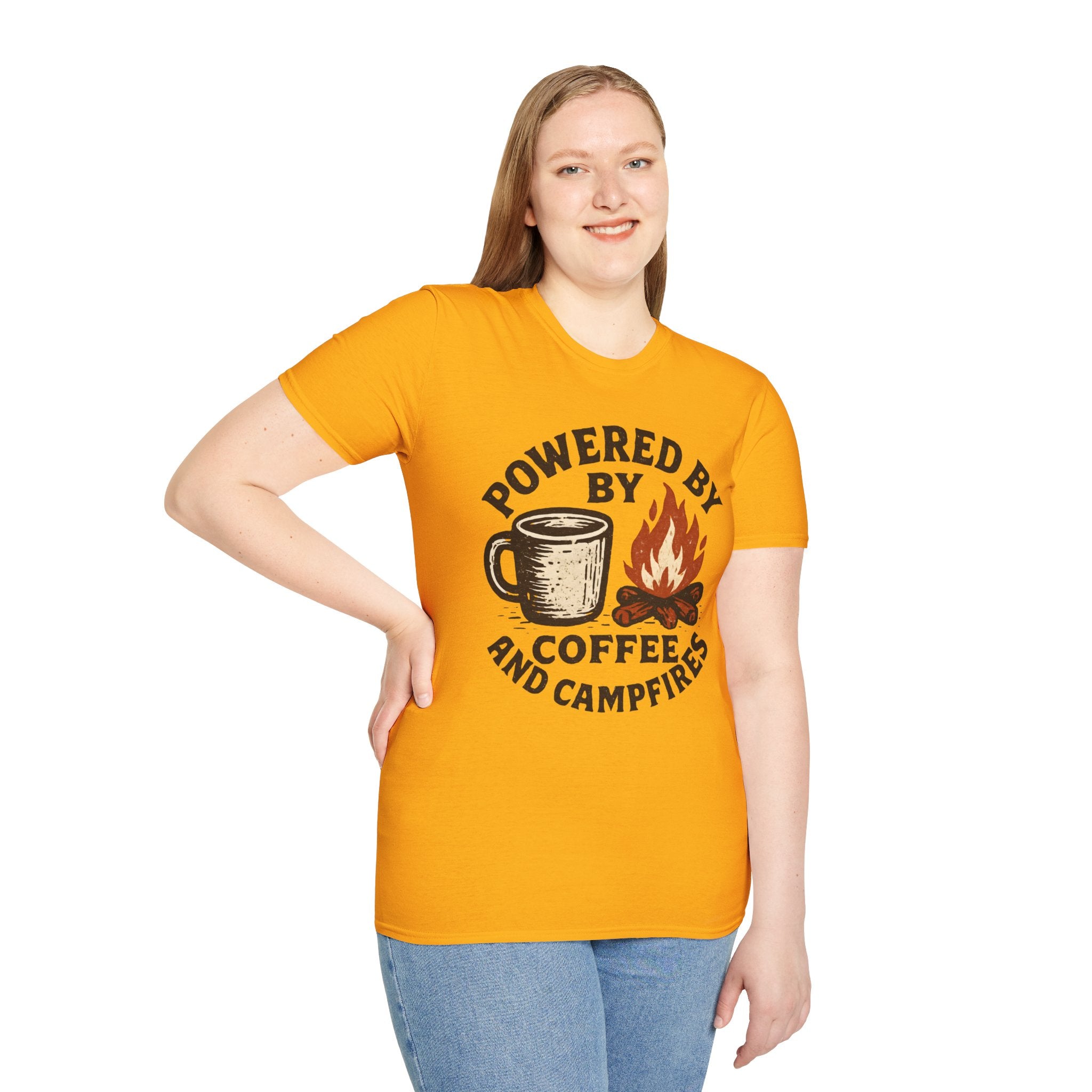 Powered By Coffee And Campfires Vintage Camping T-Shirt