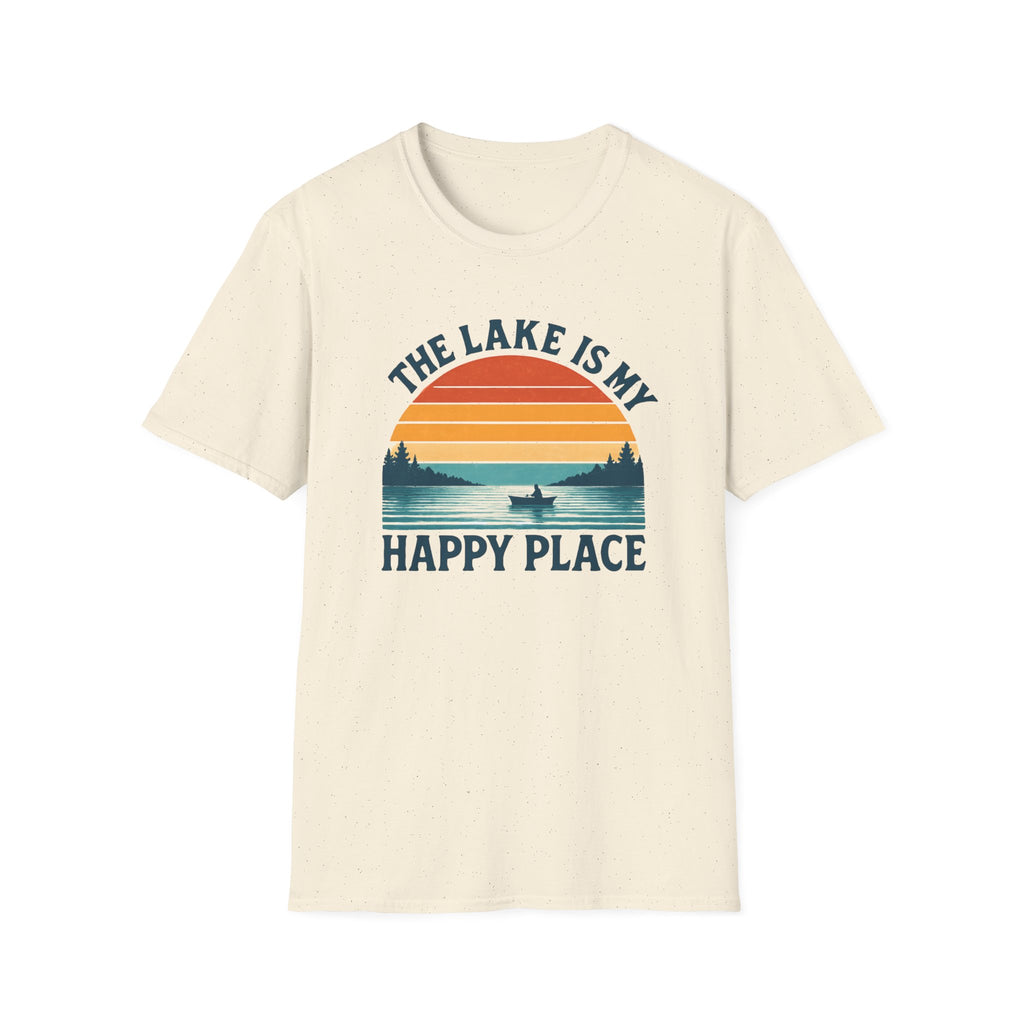 Canoe On The Lake At Sunset "The Lake Is My Happy Place" T-Shirt