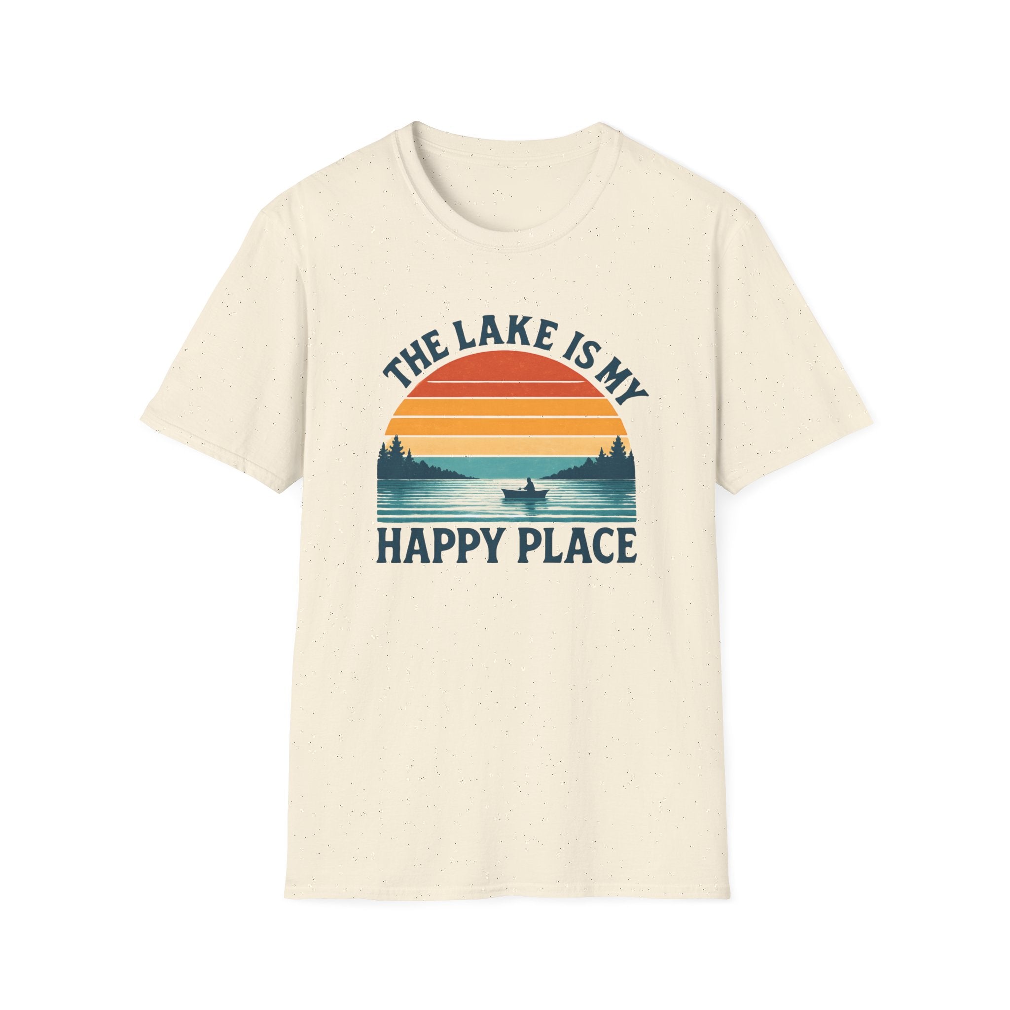 Canoe On The Lake At Sunset "The Lake Is My Happy Place" T-Shirt