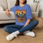 "Wild at Heart" Mountain Heart Retro Sunset Nature Tee Shirt