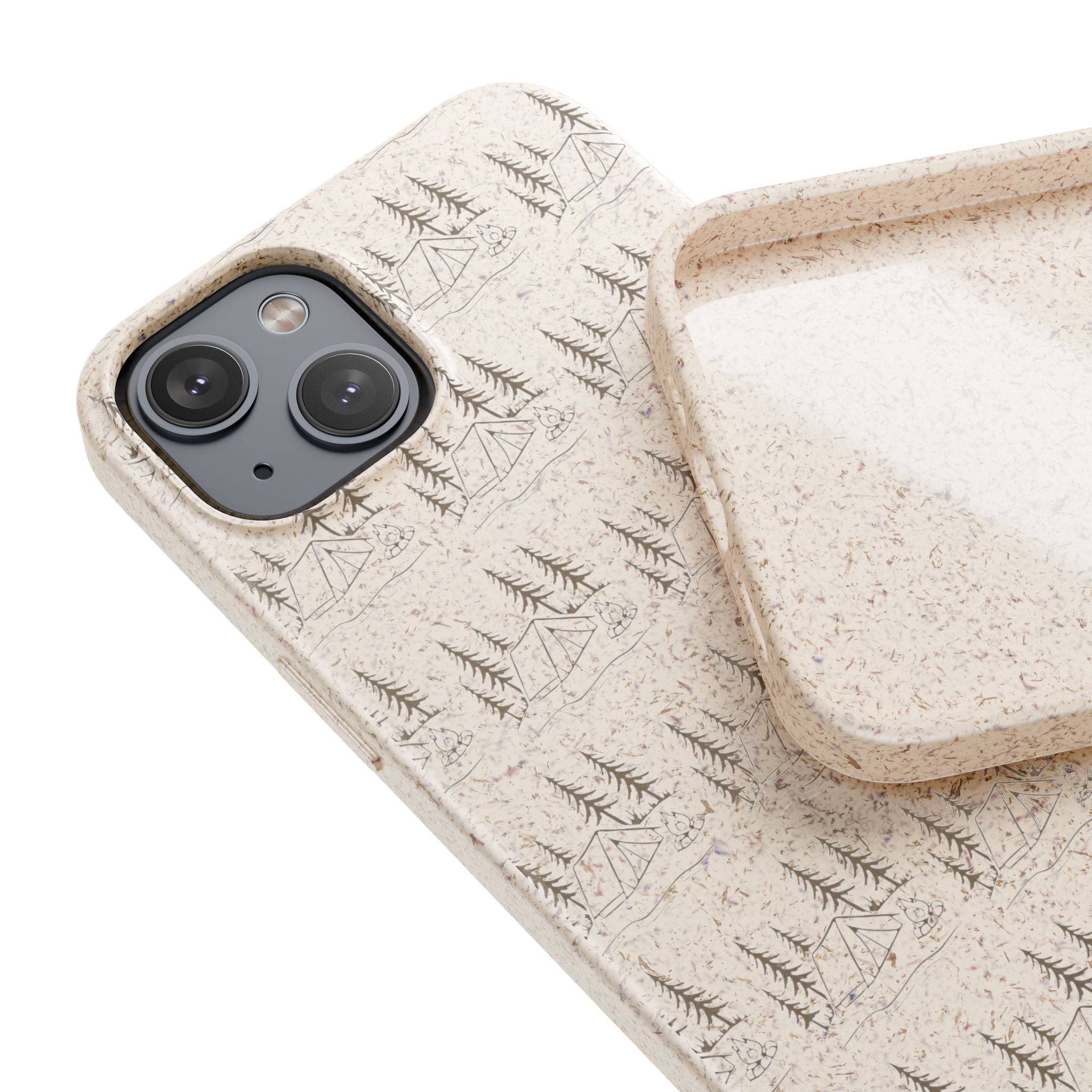 Biodegradable Phone Case — Eco-Friendly Forest Sketch Pattern