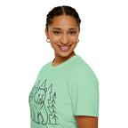 Bear & Pines T-Shirt — Minimal Line Drawing Woodland Tee