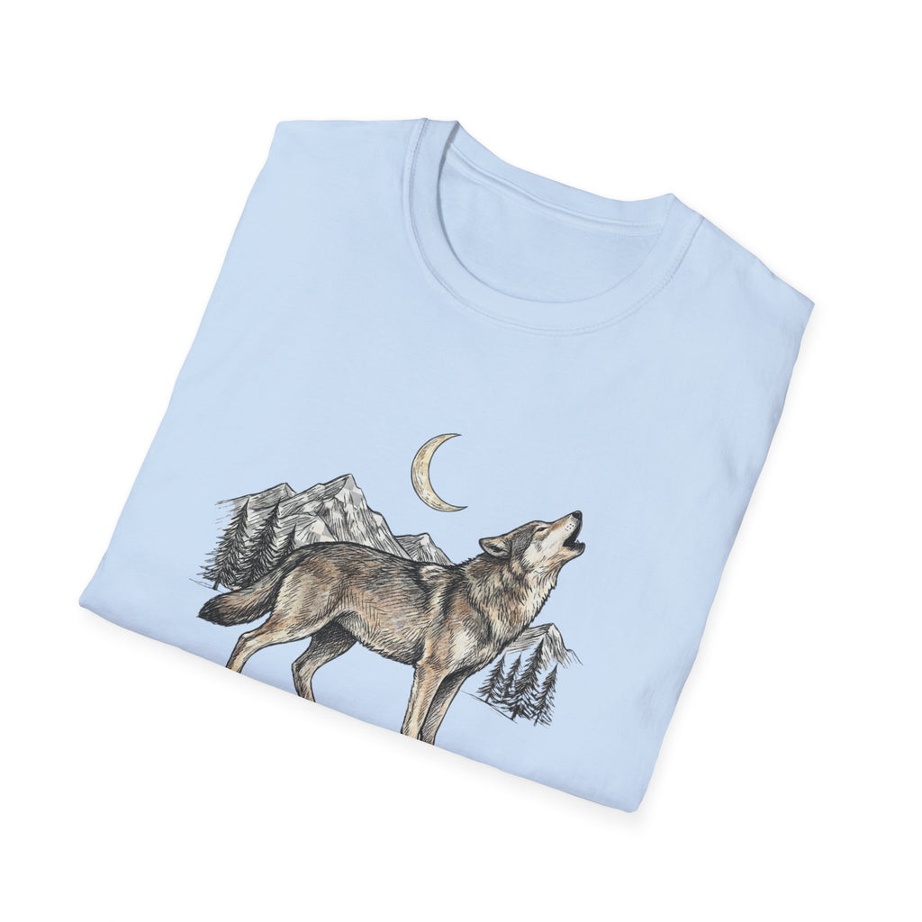 Wolf Howl T-Shirt — Moonlit Mountain Wildlife Tee