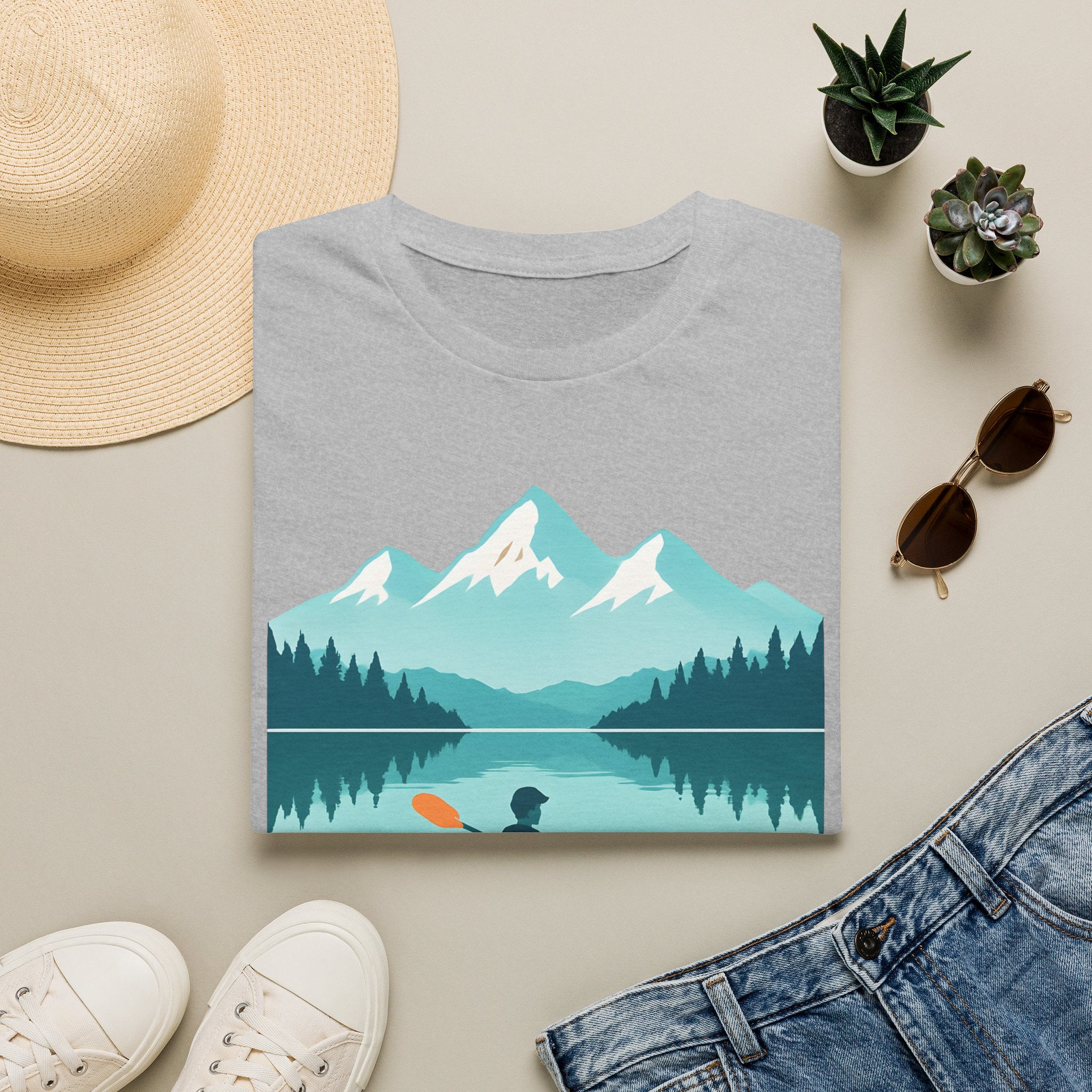Kayaker on Serene Mountain Lake T-Shirt