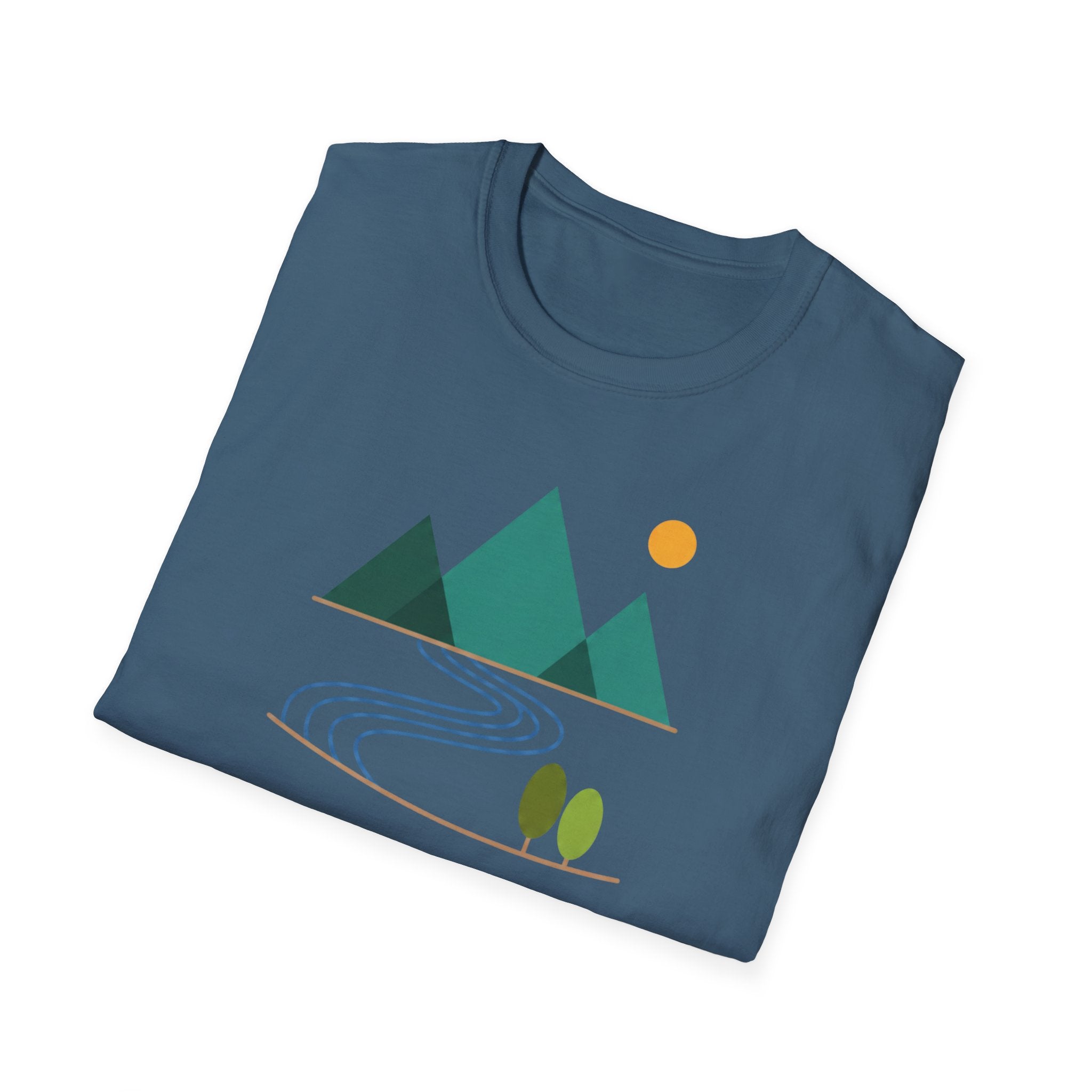 Minimal Mountain River T-Shirt — Nature Graphic Tee