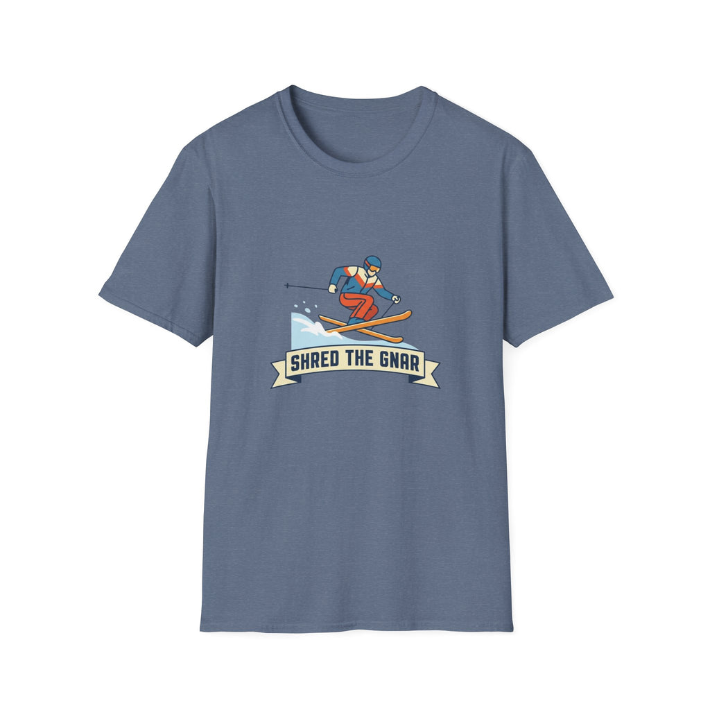 Shred the Gnar Skier T-Shirt | Retro Skiing Graphic